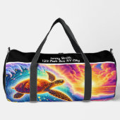 Vibrant Sunset Turtle Travel Monogram Personalize ダッフルバッグ (正面)