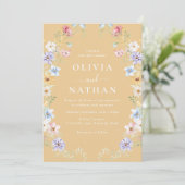 Vibrant Sunshine Wildflowers Modern Wedding 招待状 (スタンド正面)