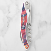 Vibrant Swirl Design Funny Sip Happens Beer ソムリエナイフ (裏面)