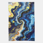 Vibrant Swirls of Blue and Gold 1 キッチンタオル (縦)