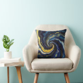 Vibrant Swirls of Blue and Gold 2 クッション (椅子)
