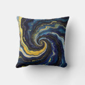 Vibrant Swirls of Blue and Gold 2 クッション (裏面)