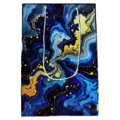 Vibrant Swirls of Blue and Gold 4 ミディアムペーパーバッグ (裏面)