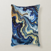 Vibrant Swirls of Blue and Gold 5 アクセントクッション (正面(垂直))