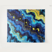 Vibrant Swirls of Blue and Gold 7 タペストリー (正面(横))