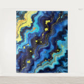 Vibrant Swirls of Blue and Gold 7 タペストリー (正面)
