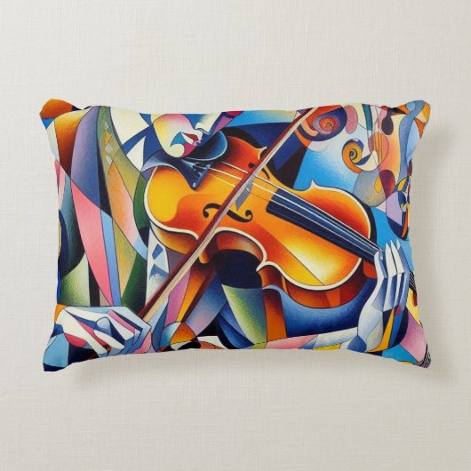 Vibrant Symphony: Abstract Violinist Art アクセントクッション (正面)
