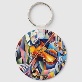 Vibrant Symphony: Abstract Violinist Art キーホルダー