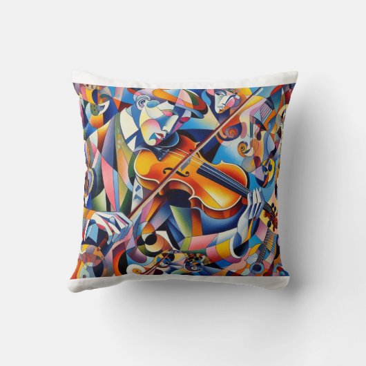 Vibrant Symphony: Abstract Violinist Art クッション (裏面)