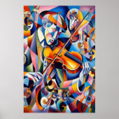 Vibrant Symphony: Abstract Violinist Art ポスター (正面)