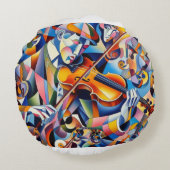 Vibrant Symphony: Abstract Violinist Art ラウンドクッション (裏面)