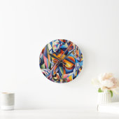 Vibrant Symphony: Abstract Violinist Art ラウンド壁時計 (ホーム)