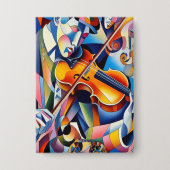 Vibrant Symphony: Abstract Violinist Art 缶バッジ (正面)