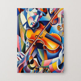 Vibrant Symphony: Abstract Violinist Art 缶バッジ