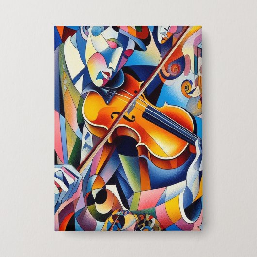 Vibrant Symphony: Abstract Violinist Art 缶バッジ (正面)