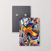 Vibrant Symphony: Abstract Violinist Art 缶バッジ (正面/裏面)
