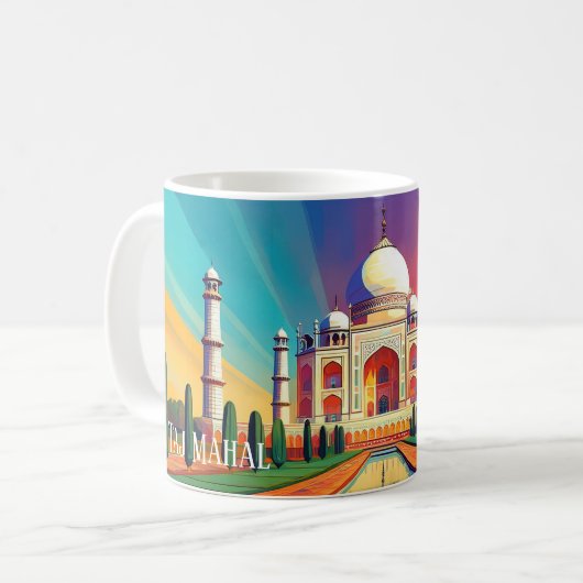 Vibrant Taj Mahal Sunrise Art Mug コーヒーマグカップ (正面左)