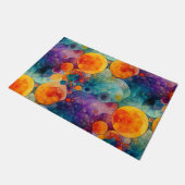 Vibrant Teal Purple Orange Fractal Art Pattern  ドアマット (アングル)