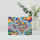 Vibrant Texas Conceptual Map Art ポストカード (スタンド正面)