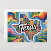 Vibrant Texas Conceptual Map Art ポストカード (正面/裏面)