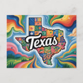 Vibrant Texas Conceptual Map Art ポストカード (正面)