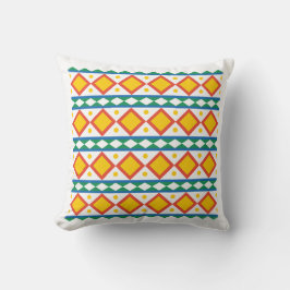Vibrant Tibetan Art Square Pillow | Colorful Boho  クッション