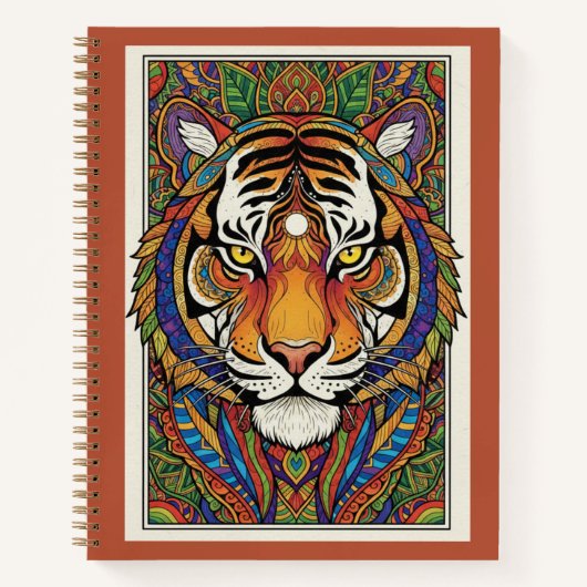 Vibrant Tiger Zentangle Art Nooracle Journal ノートブック (正面)