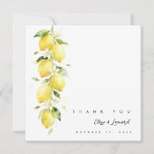 Vibrant Timeless Lemons Branches Wedding Photo サンキューカード (正面)