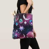 Vibrant Tourmaline Opal Celestial Moon Phases トートバッグ (クローズアップ)