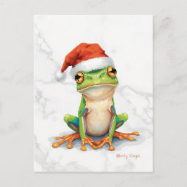 Vibrant Tree Frog Christmas シーズンポストカード