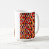 Vibrant Tribal Fusion Geometric Symmetry Pattern コーヒーマグカップ (正面右)