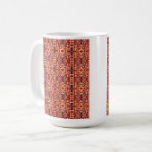 Vibrant Tribal Fusion Geometric Symmetry Pattern コーヒーマグカップ (正面左)