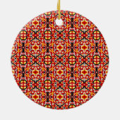 Vibrant Tribal Fusion Geometric Symmetry Pattern セラミックオーナメント (裏面)