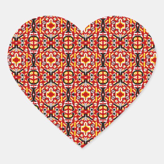 Vibrant Tribal Fusion Geometric Symmetry Pattern ハートシール (正面)
