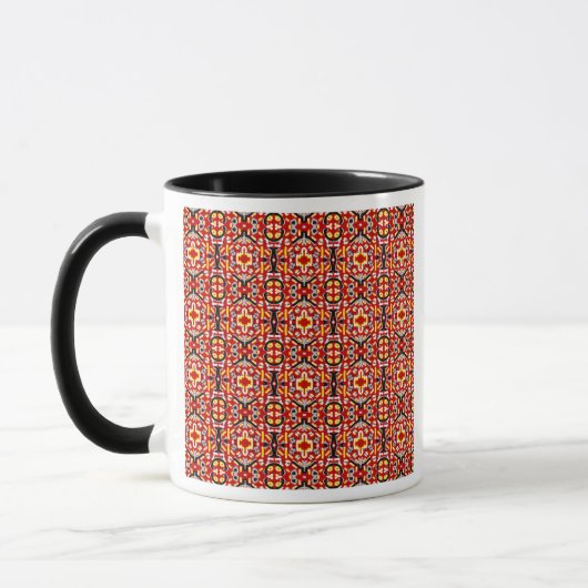 Vibrant Tribal Fusion Geometric Symmetry Pattern マグカップ (左)
