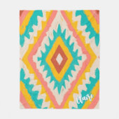 Vibrant Tribe, Bold Geometric Boho Pattern フリースブランケット (正面)