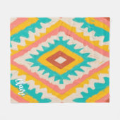 Vibrant Tribe, Bold Geometric Boho Pattern フリースブランケット (正面(横))