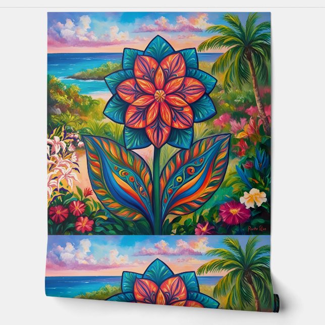 Vibrant Tropical Fantasy Flower in Paradise 壁紙 (ほどく)