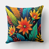 Vibrant Tropical Flower Art クッション (裏面)