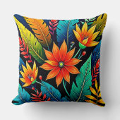 Vibrant Tropical Flower Art クッション (正面)