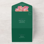 Vibrant Tropical Hibiscus Summer Wedding オールインワン招待状 (外側)