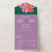 Vibrant Tropical Hibiscus Summer Wedding オールインワン招待状 (内側)