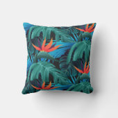 vibrant tropical leaves and orange flowers クッション (裏面)