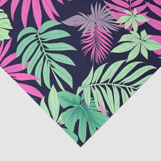 Vibrant Tropical Leaves Neon Pattern 薄葉紙 (詳細)