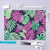 Vibrant Tropical Leaves Neon Pattern 薄葉紙 (クラフト)