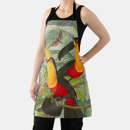 Vibrant Tropical Toucan Birds Art Exotic Jungle  エプロン (インサイチュ)