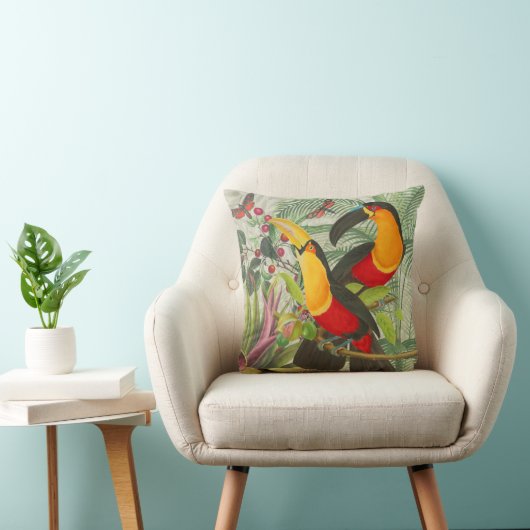 Vibrant Tropical Toucan Birds Art Exotic Jungle  クッション (椅子)