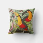 Vibrant Tropical Toucan Birds Art Exotic Jungle  クッション (裏面)
