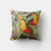 Vibrant Tropical Toucan Birds Art Exotic Jungle  クッション (正面)