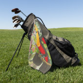 Vibrant Tropical Toucan Birds Art Exotic Jungle  ゴルフタオル (グリーン)